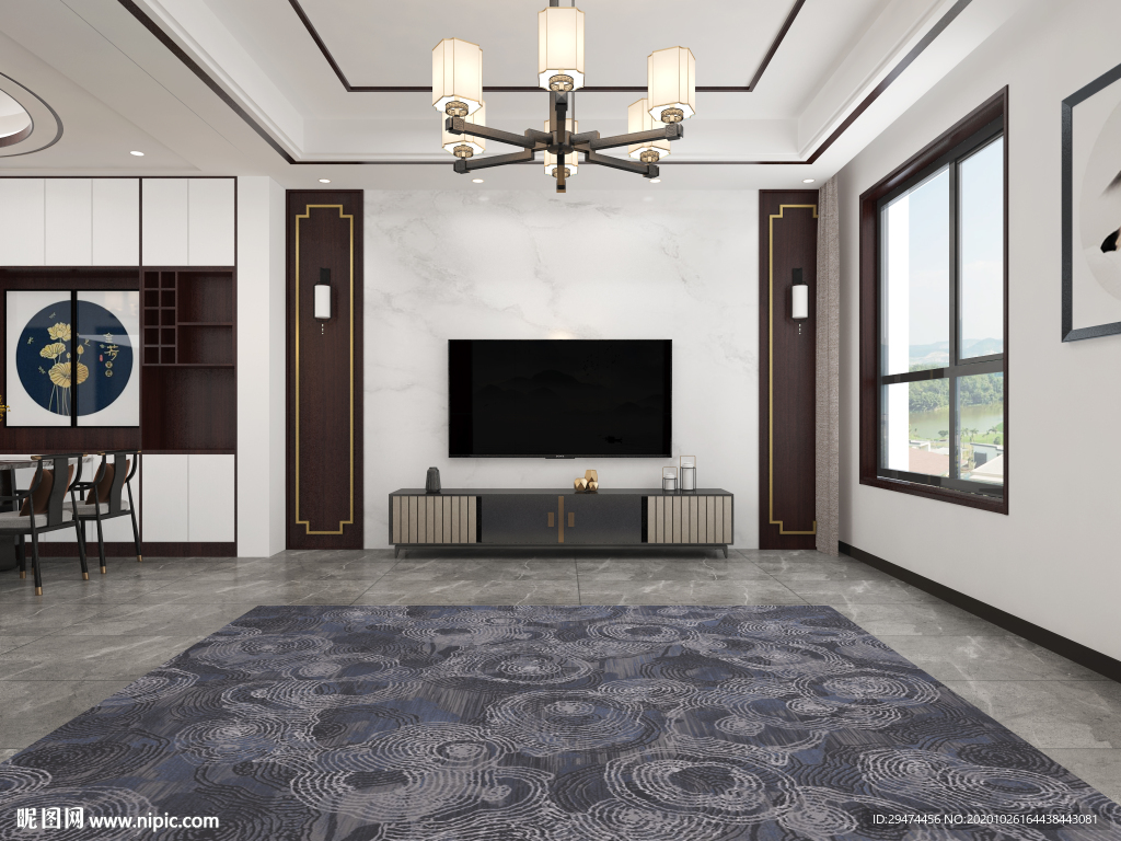 新中式客厅电视背景墙