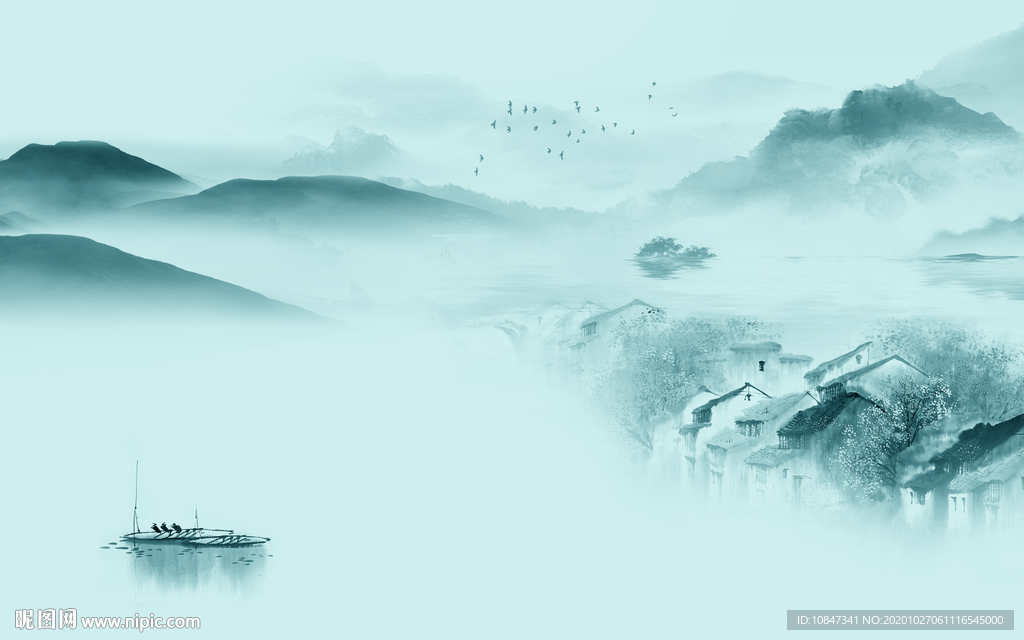 中式 新版山水画 TIF分层