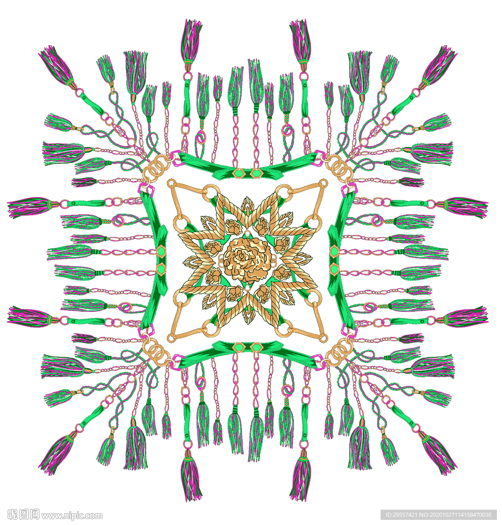链条  方巾  数码印花