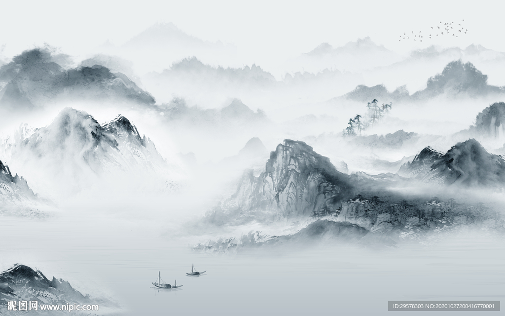 意境山水高清背景 TIF分层