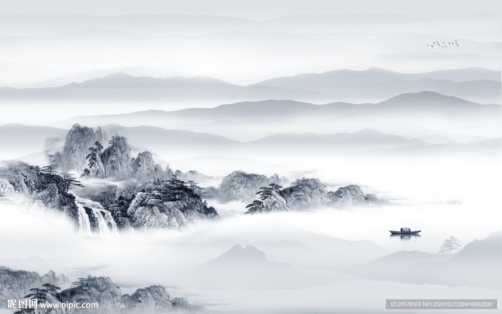 中式 山水高清背景 TIF分层