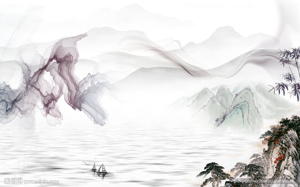 高档 山水高清背景 TIF分层