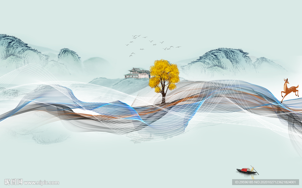 高端新高档山水画 tif分层