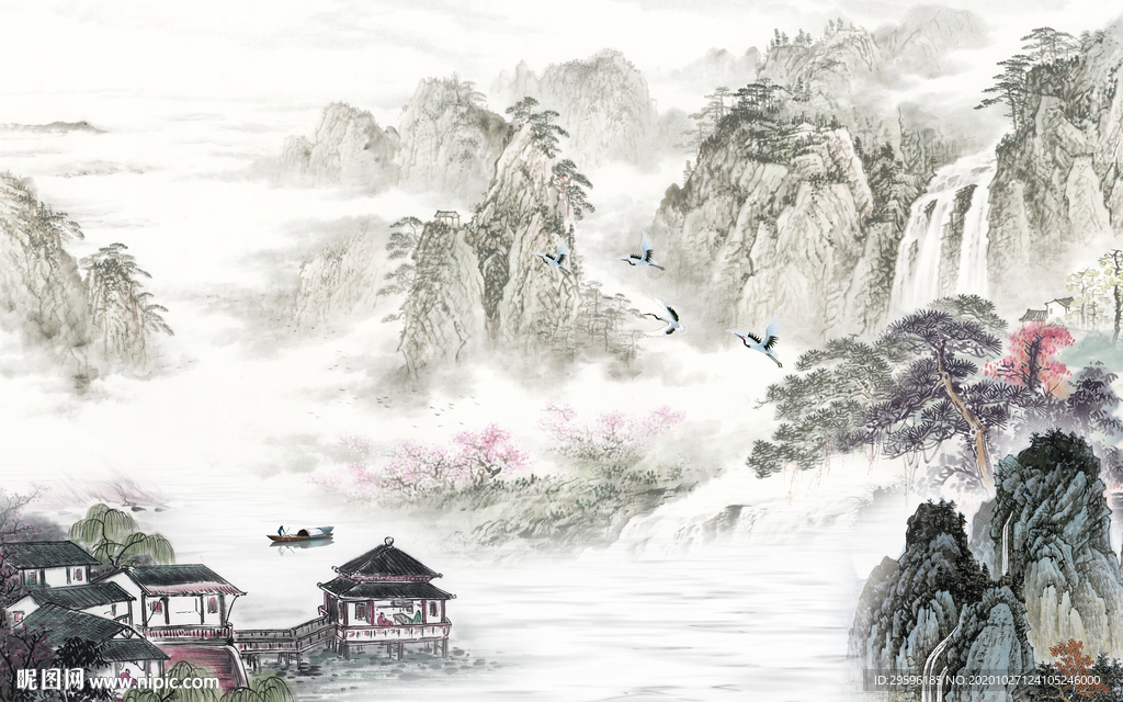 中国风新高档山水画 tif分层