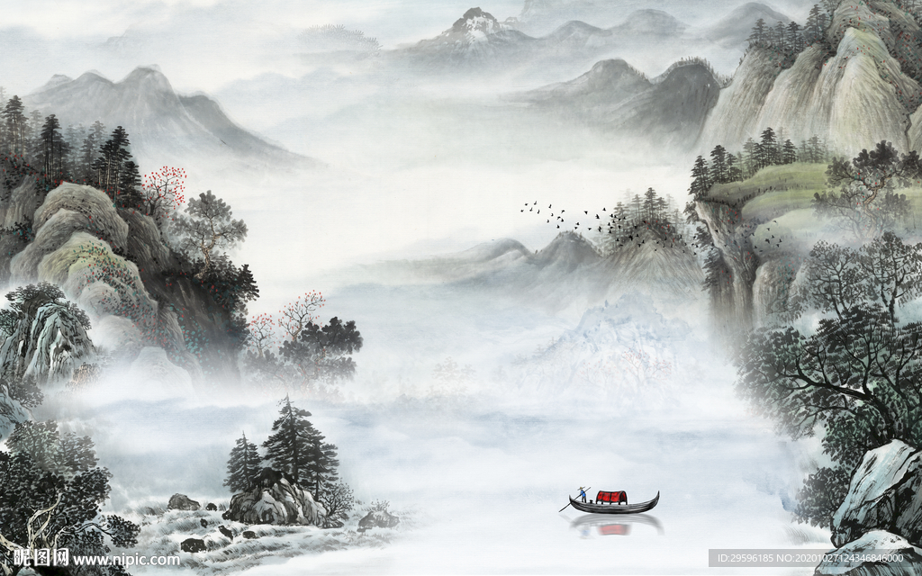 国画 新高档山水画 tif分层