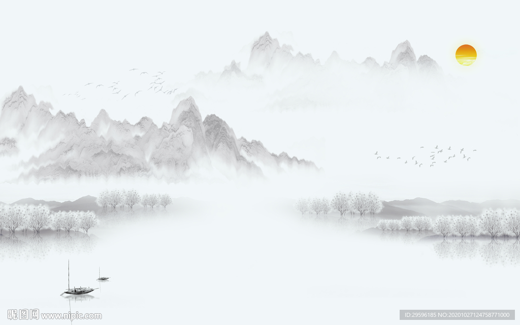 意境 新高档山水画 tif分层