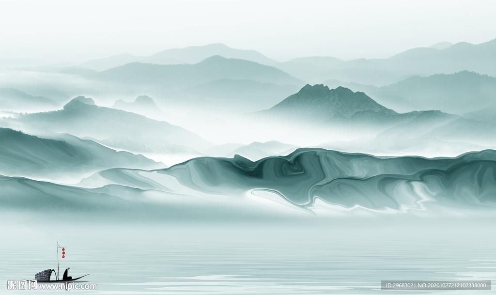 高档背景新山水画 tif分层