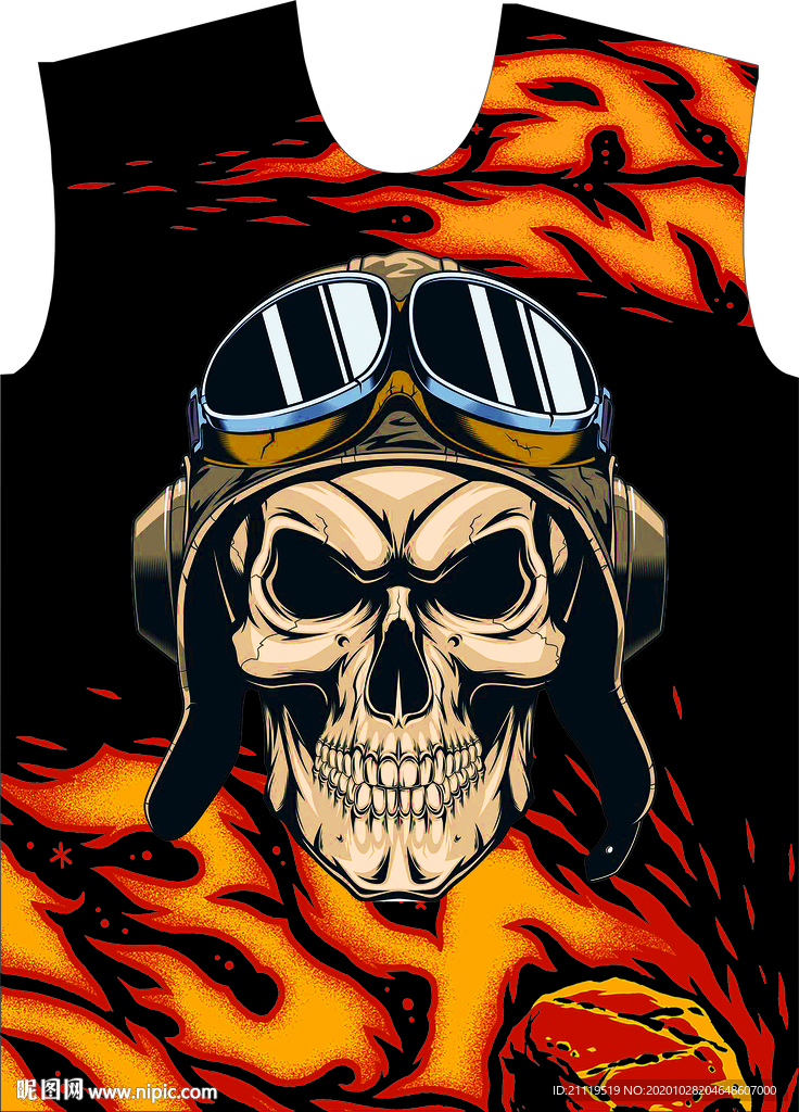 火焰 骷髅 飞行 男装图案设计