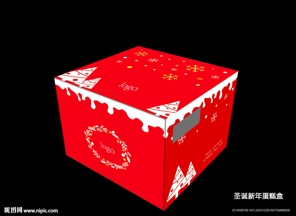 圣诞新年版蛋糕盒包装设计