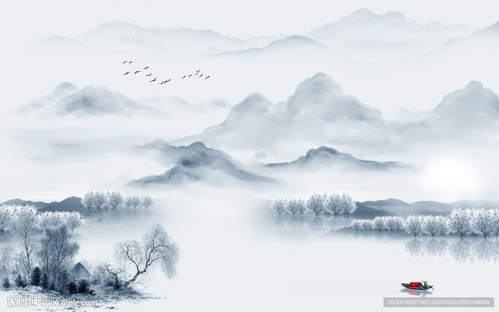 中国风新款现代山水 TIF分层