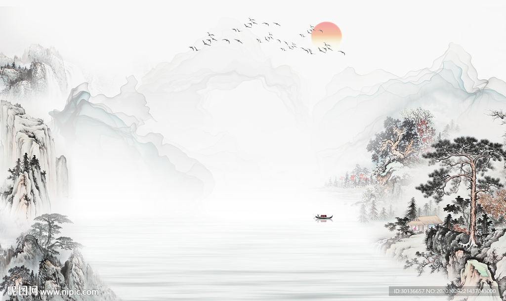 国画新款现代山水 TIF分层