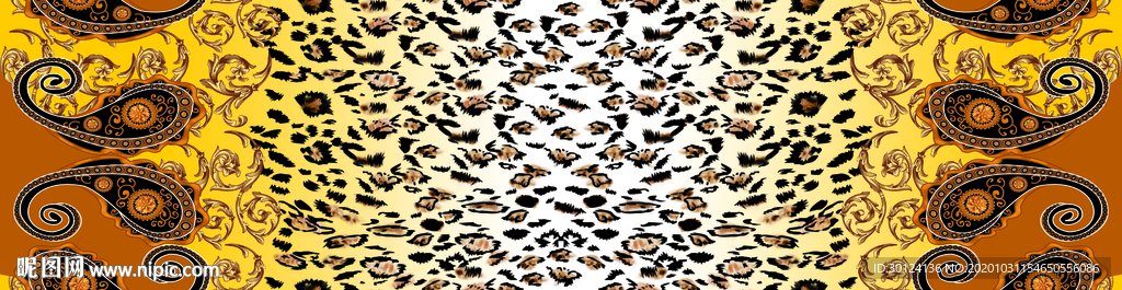 大牌 方巾 数码印花 链条 豹