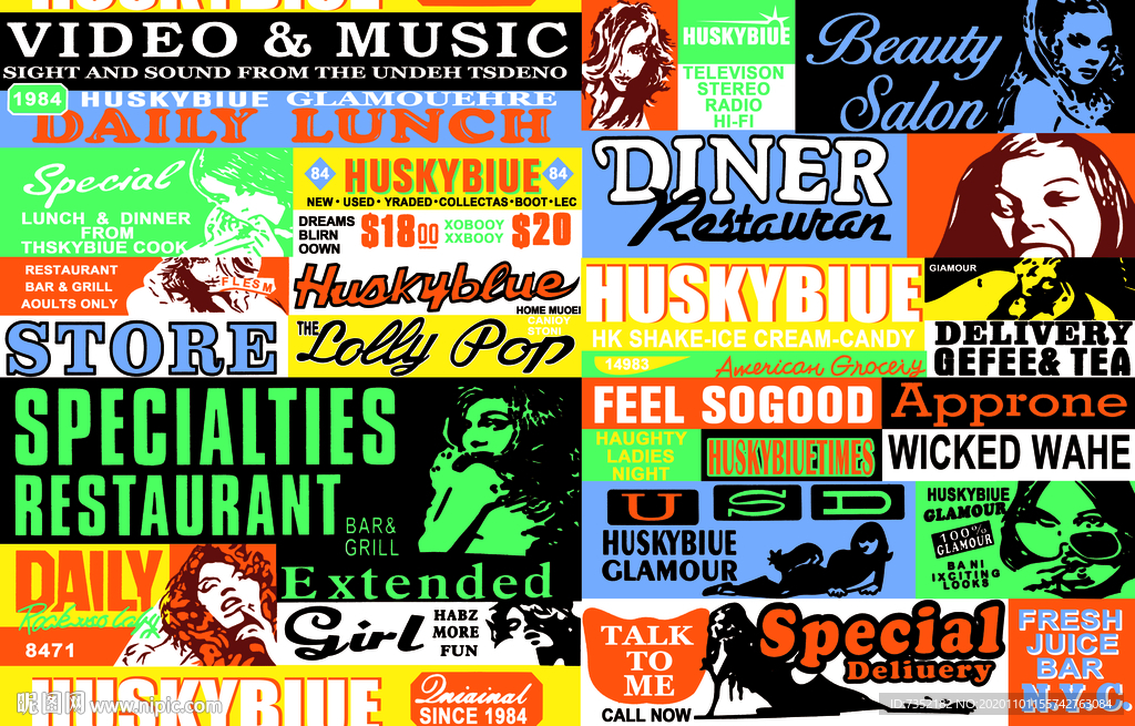 英文 彩色 头像 四方连续