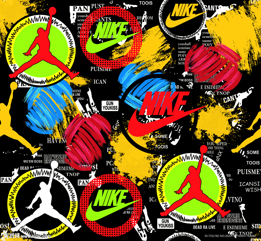 四方连续 彩色 品牌 墨迹油漆