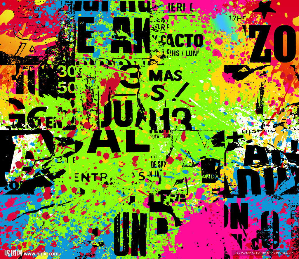 彩色墨迹 四方连续