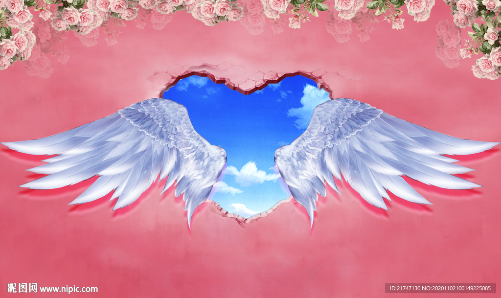 高清翅膀爱心背景墙