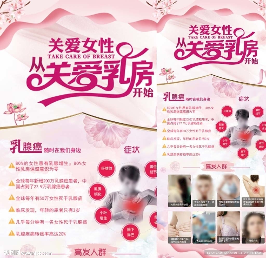 关爱女性乳腺健康海报展架