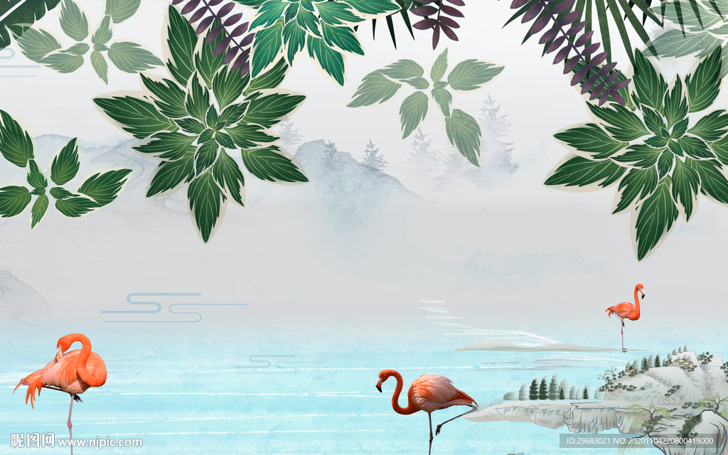 北欧 现代背景墙画 tif分层