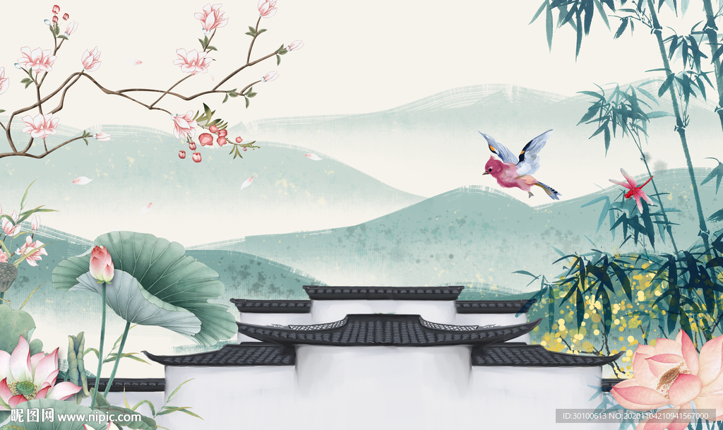 徽派爆款新山水画 TIF分层