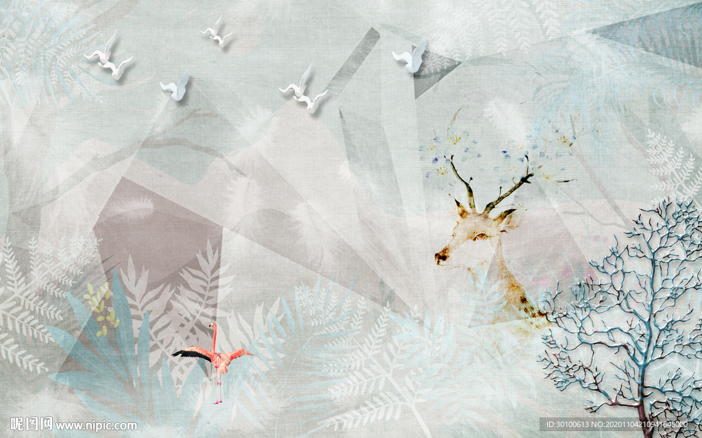 高档 北欧无框画 TIF分层