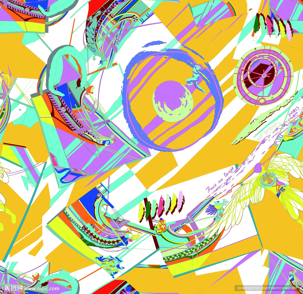 海盗船方巾印花