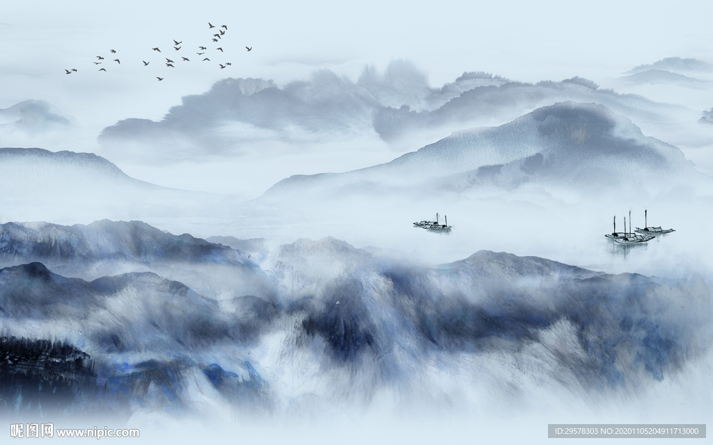 新款客厅高清山水 TIF分层