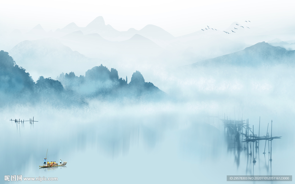 中国风客厅高清山水 TIF分层