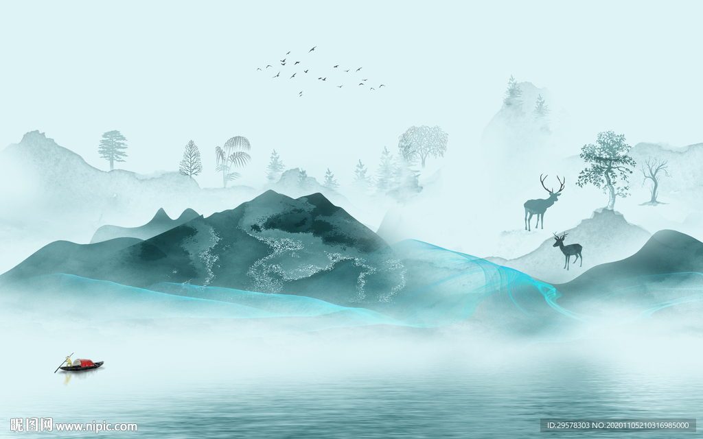 大气 客厅高清山水 TIF分层