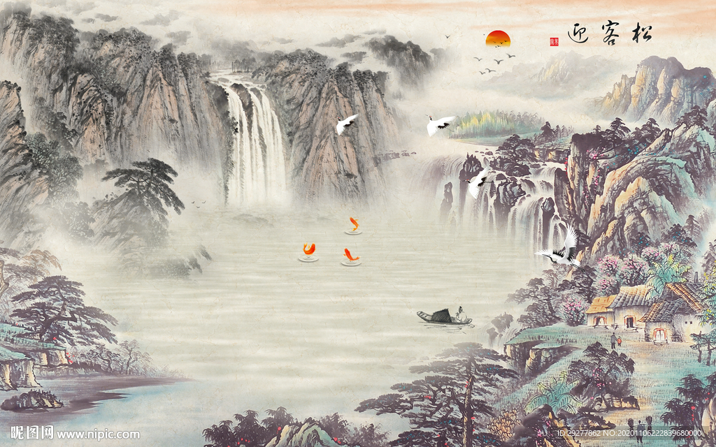 国画客厅新山水画 TIF分层