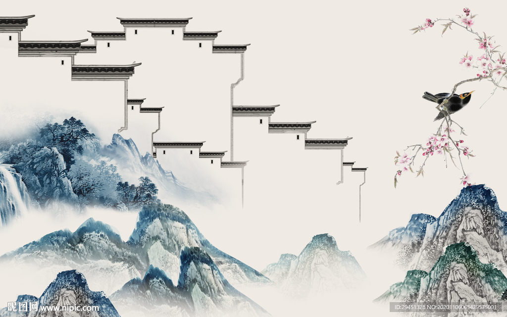 徽派意境新山水画 tif分层