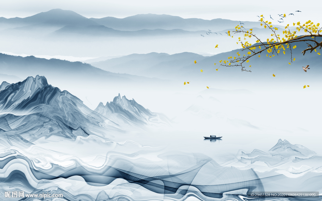 大气意境新山水画 tif分层