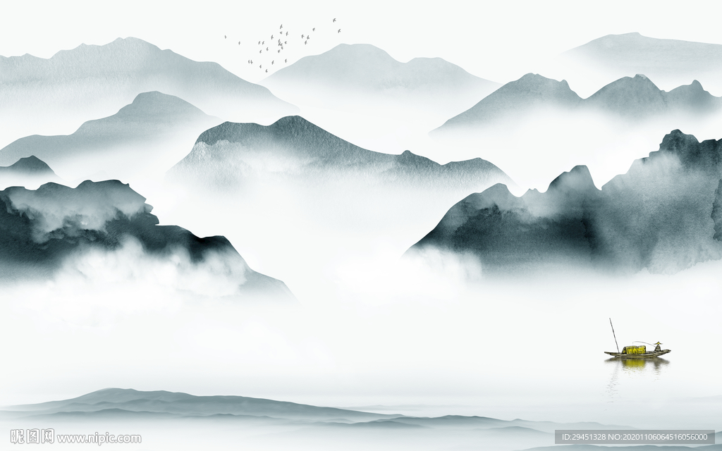 高档 意境新山水画 tif分层