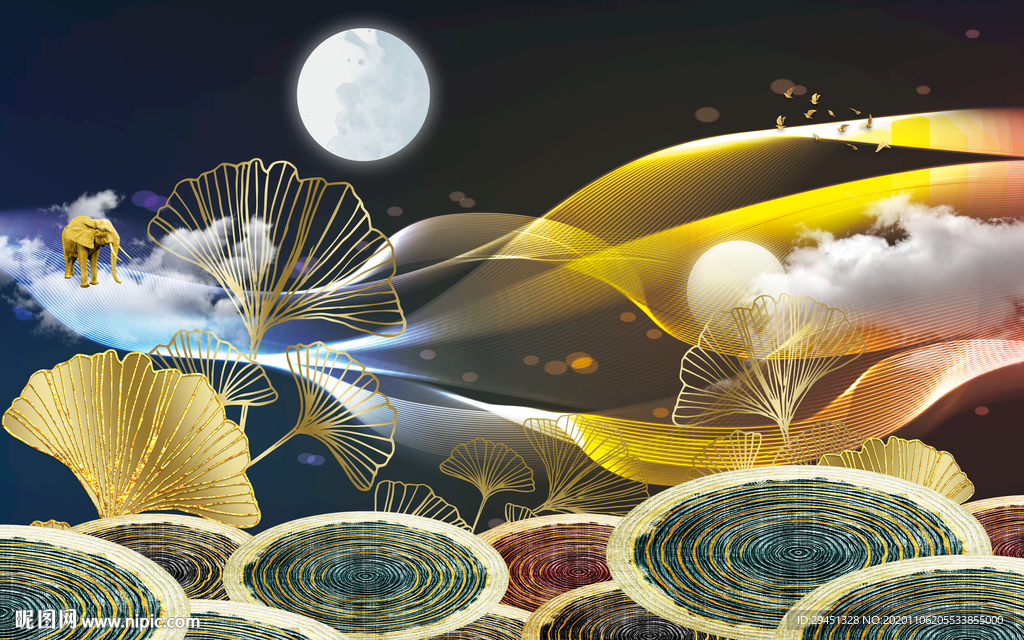 麋鹿欧式简约背景 TIF分层