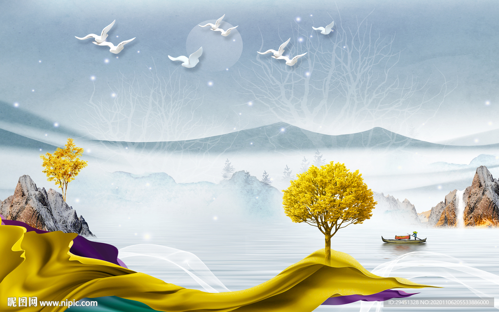 高清 意境新山水画 tif分层