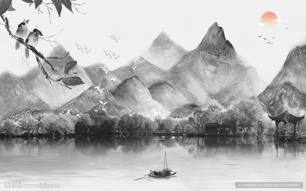 意境 灰色新山水画 tif分层