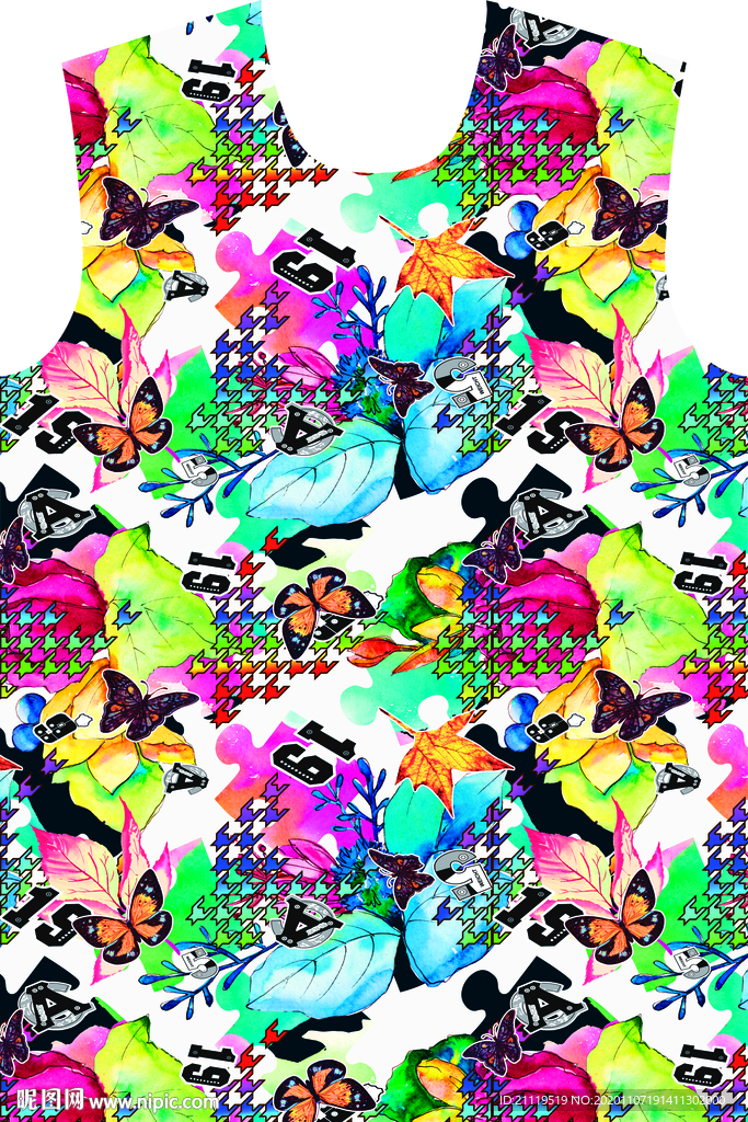 男装大牌 蝴蝶 树叶 无缝衔接