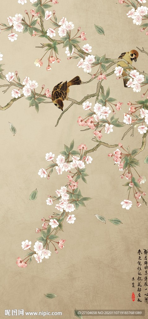 花鸟画玄关装饰画