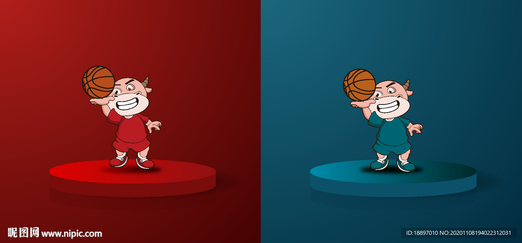 篮球牛 吉祥物 新年