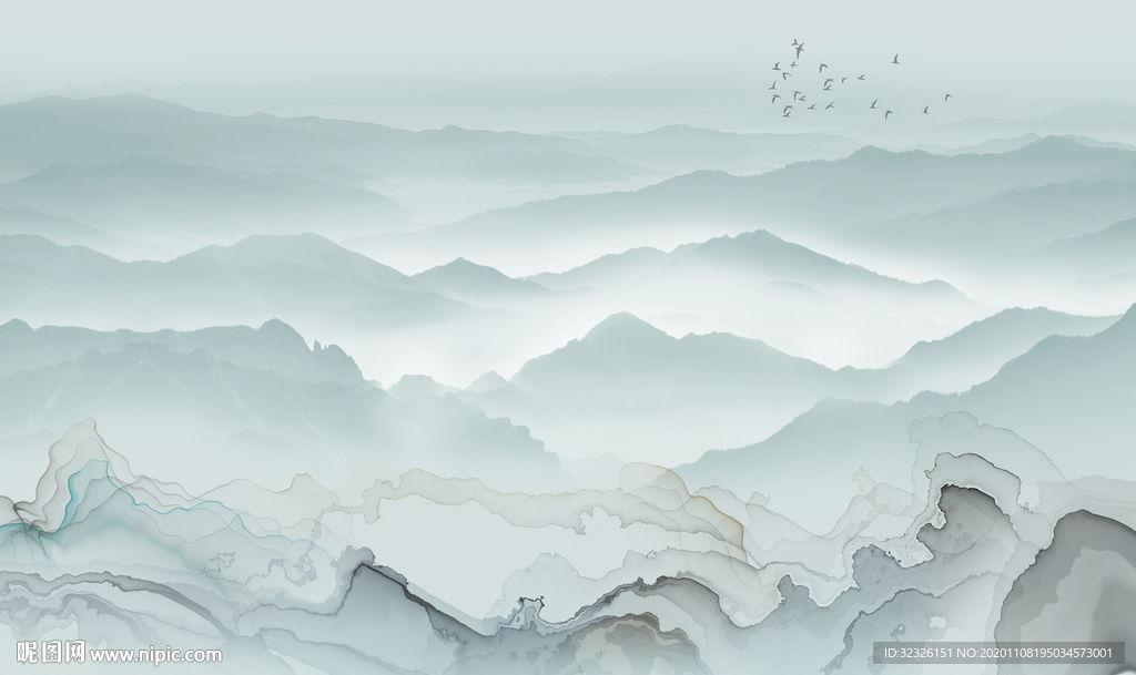 中国风意境新山水画 TIF分层