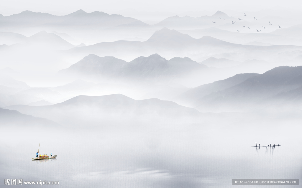 中式意境新山水画 TIF分层