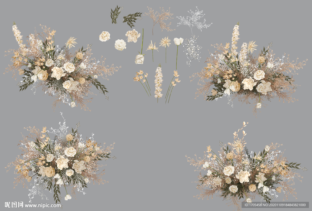 香槟色婚礼手绘花