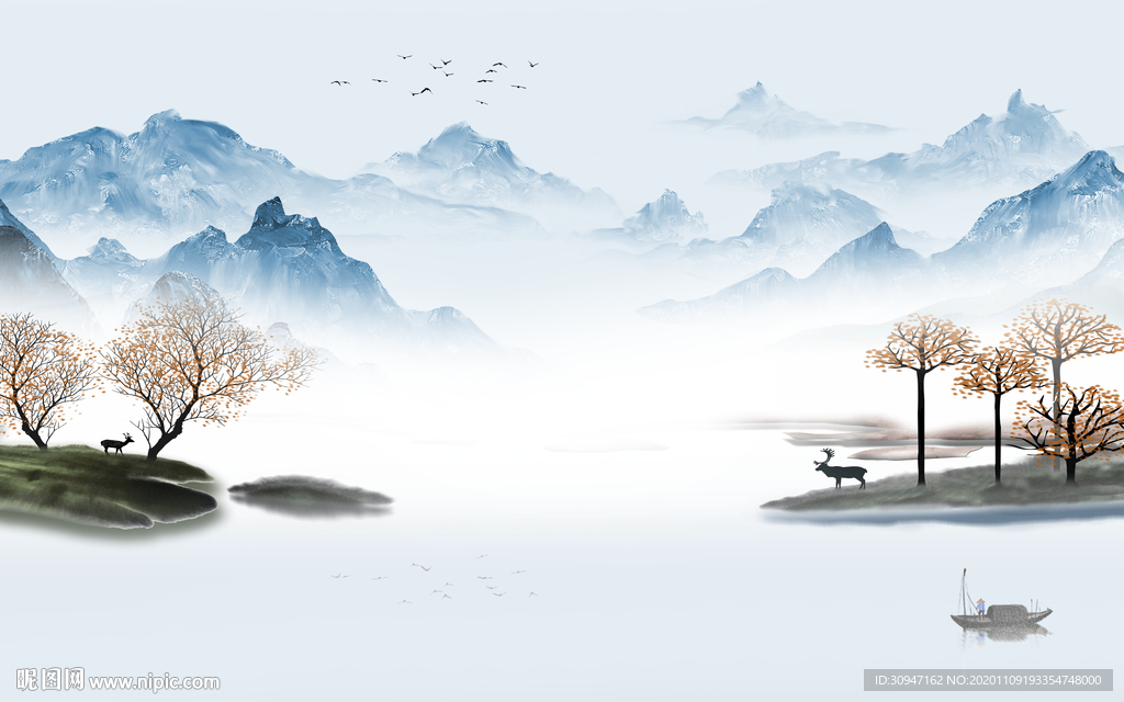 中国风新款新山水画 TIF分层