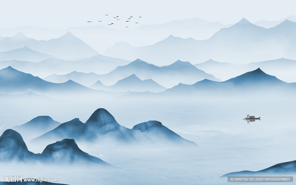 中式新款山水画 TIF分层