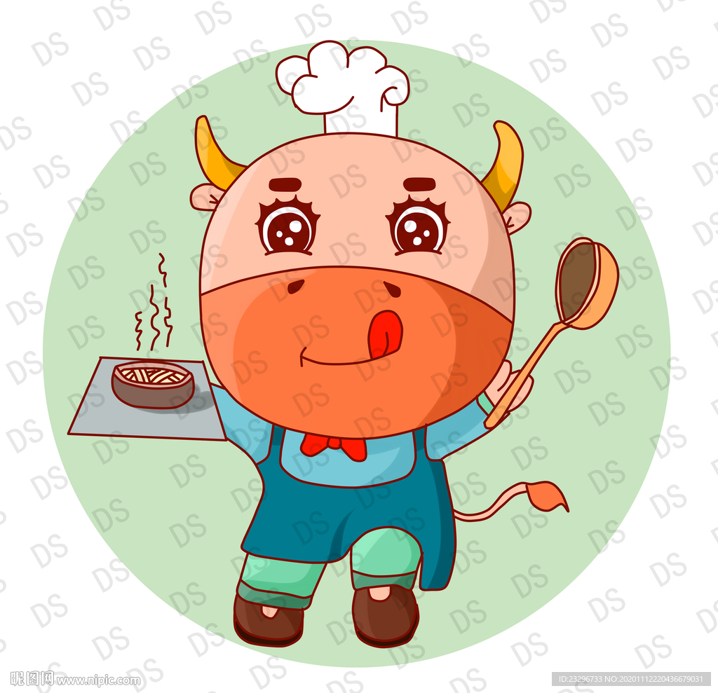 牛 卡通牛厨师
