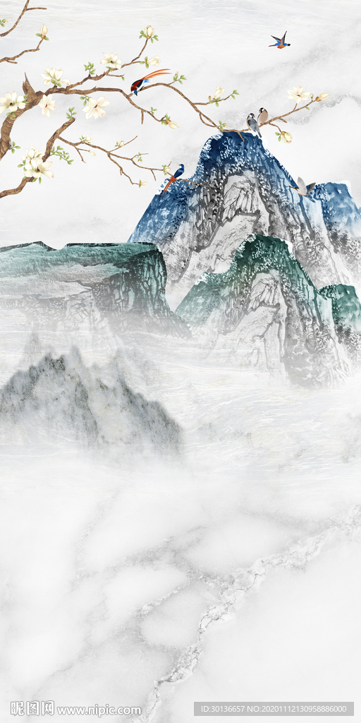 高档新款玄关山水 TIF分层