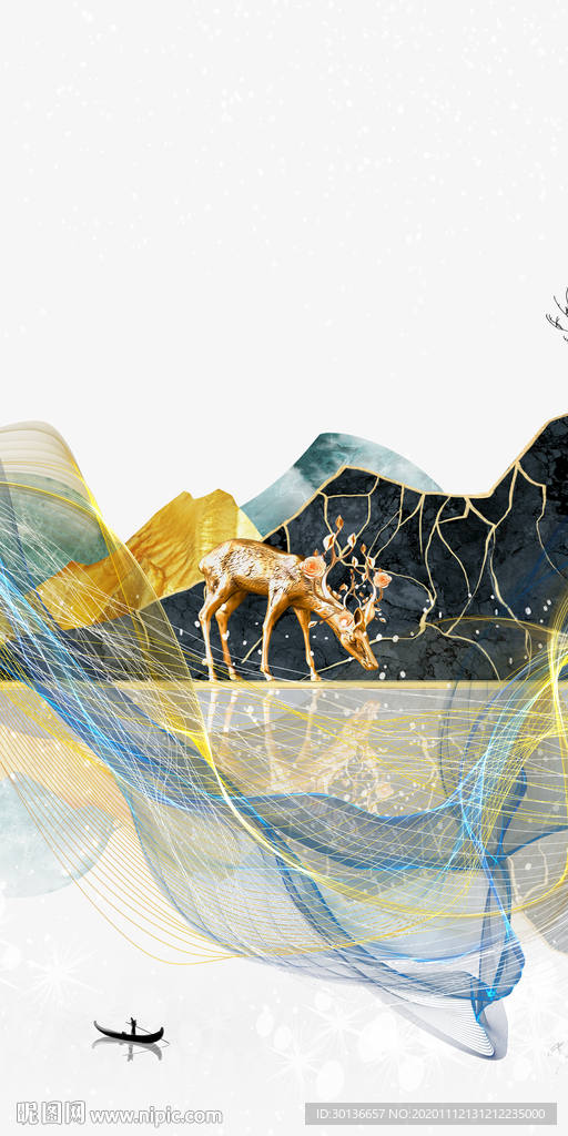 爆款 高端玄关山水 TIF分层