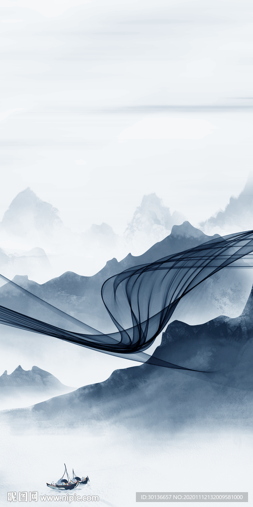 线条高端玄关山水 TIF分层