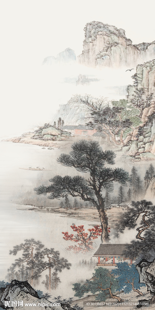 新款国画玄关山水 TIF分层