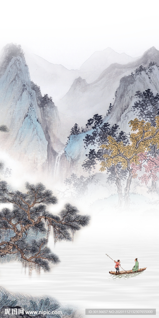 新款高端玄关山水 TIF分层