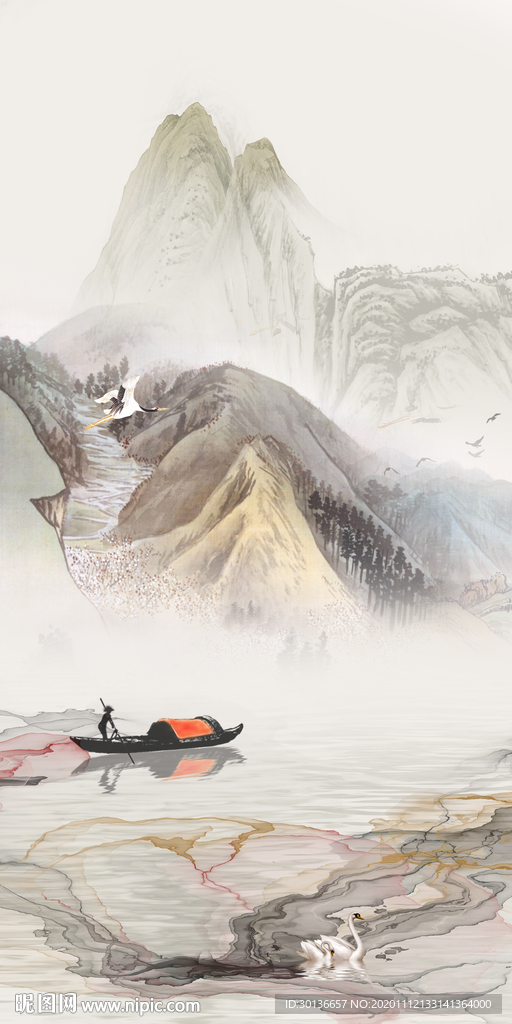 中式大气玄关画 tif分层